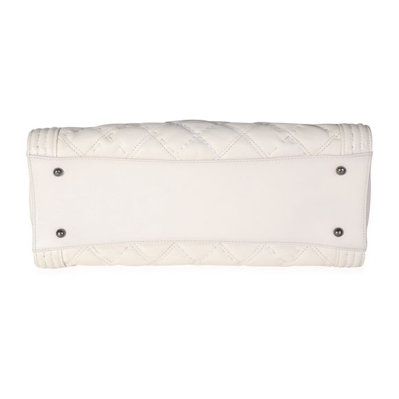 Chanel Cream Large Boy Shopping Tote - Picture 4 of 7